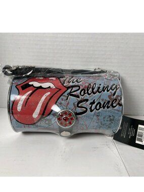 Rolling Stones Tongue Logo Cylinder Purse NWT Metal Handbag Rock Band Bag